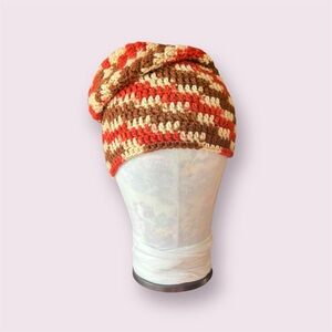 Slouchy Crochet Striped Beanie in Fall Colors